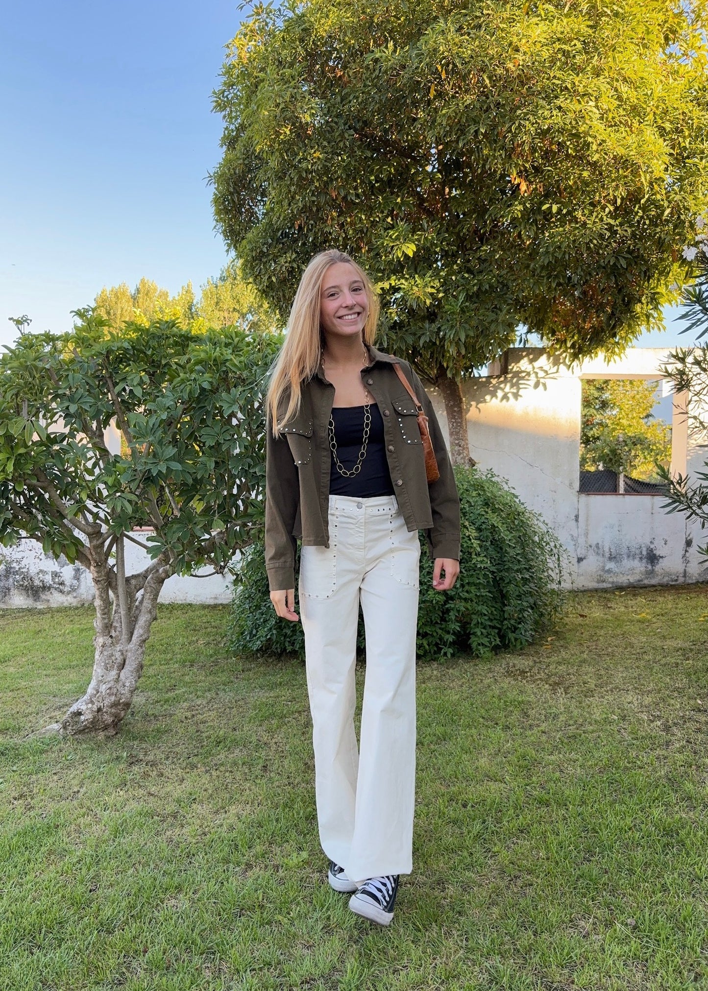 Calças de Ganga com Tachas