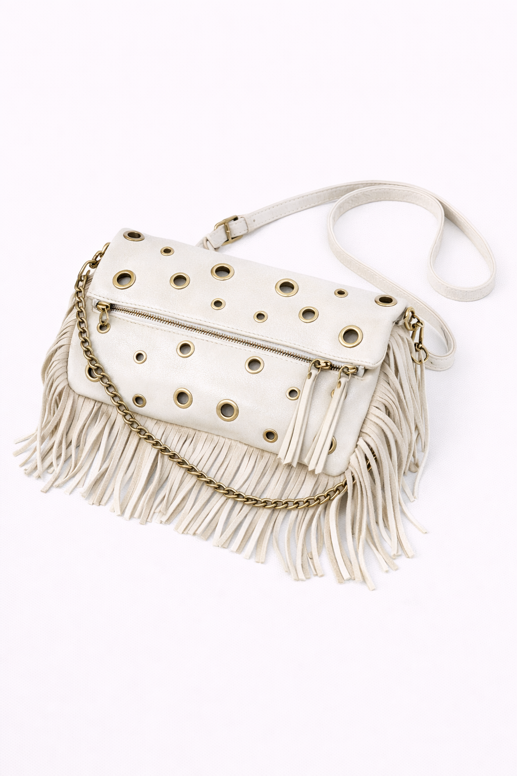 mala com tachas e franjas sintetica kakau store