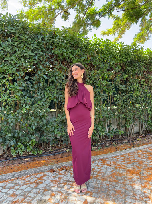 Vestido com Franzido e Halter