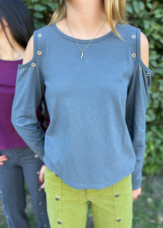 Camisola Ombros Descobertos com Tachas