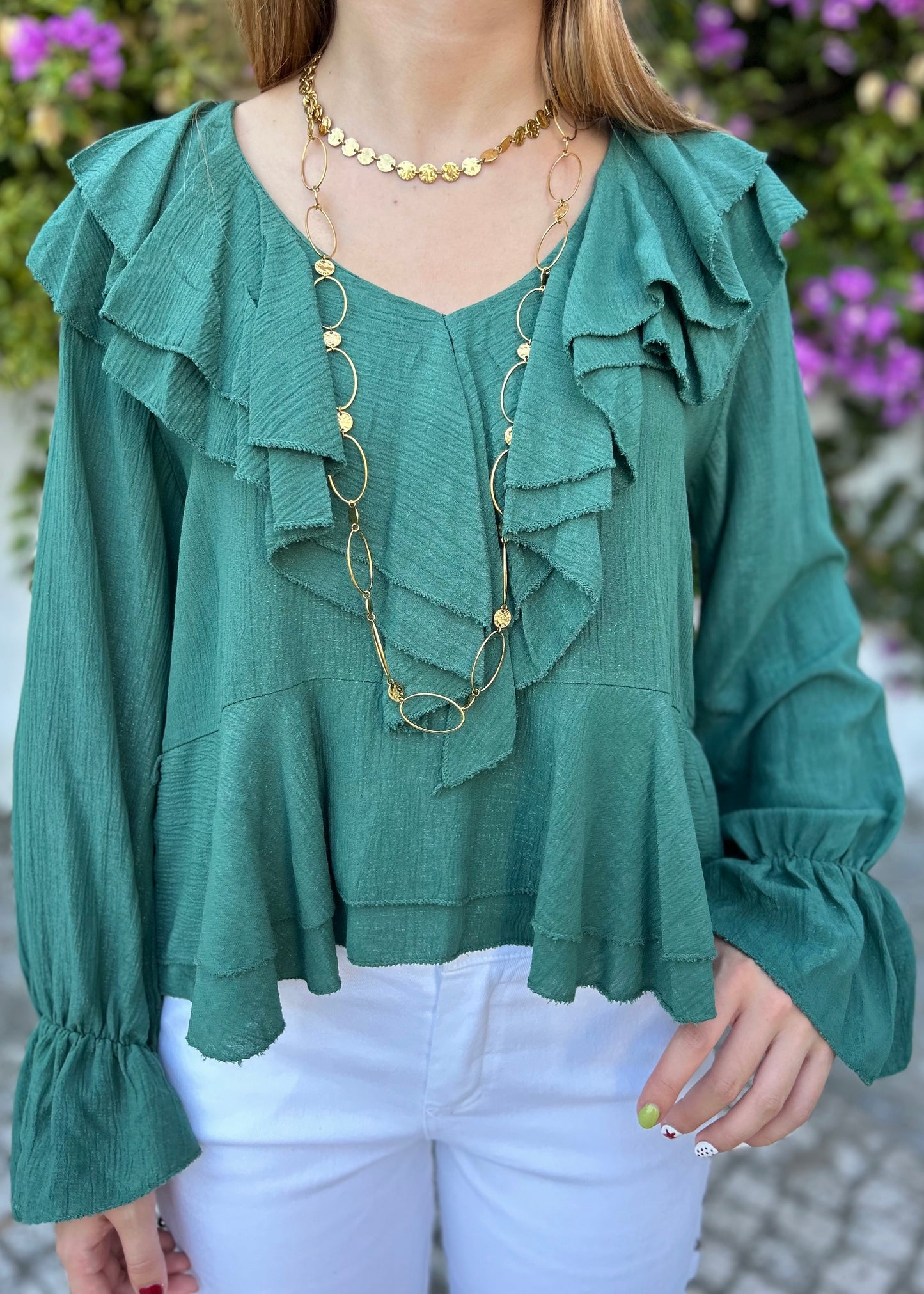 Blusa com Folhos em Camadas