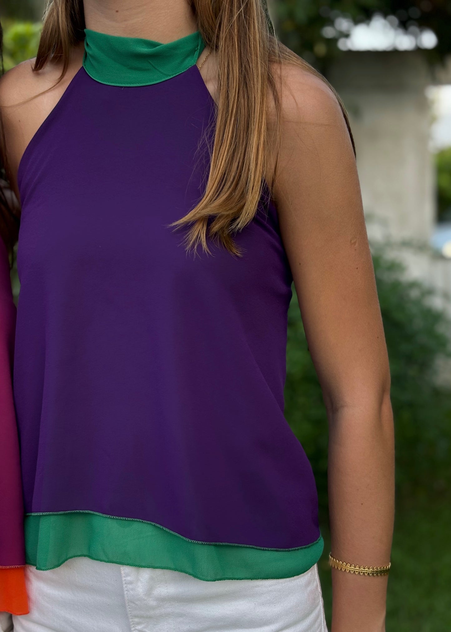 Top Halter Bicolor Ajustável