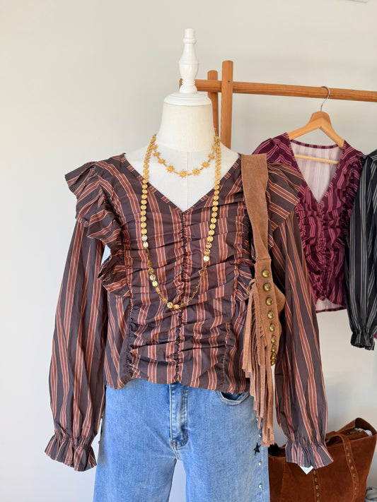blusa feminina riscas folho kakau store