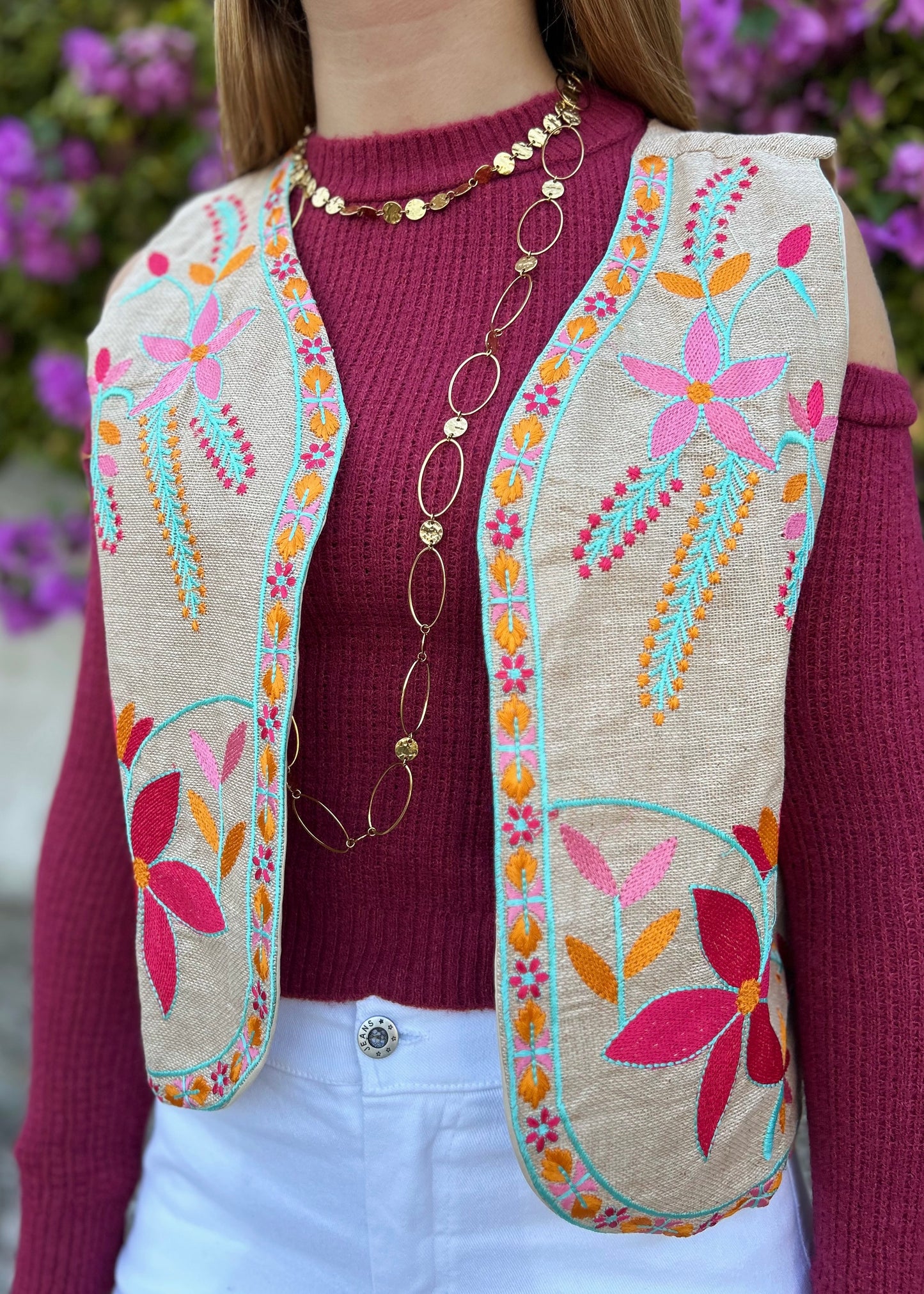 Colete Bordado Floral