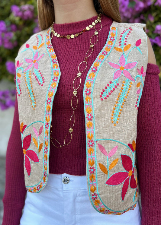 Colete Bordado Floral