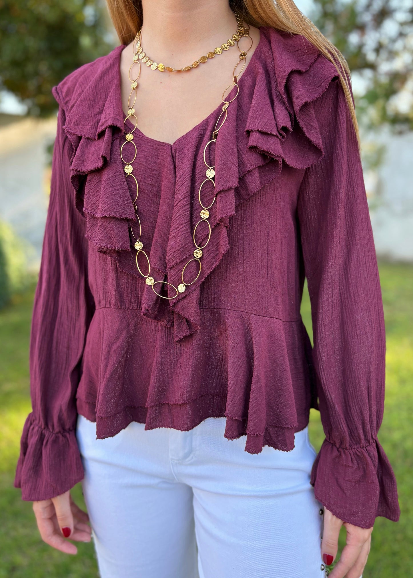 Blusa com Folhos em Camadas