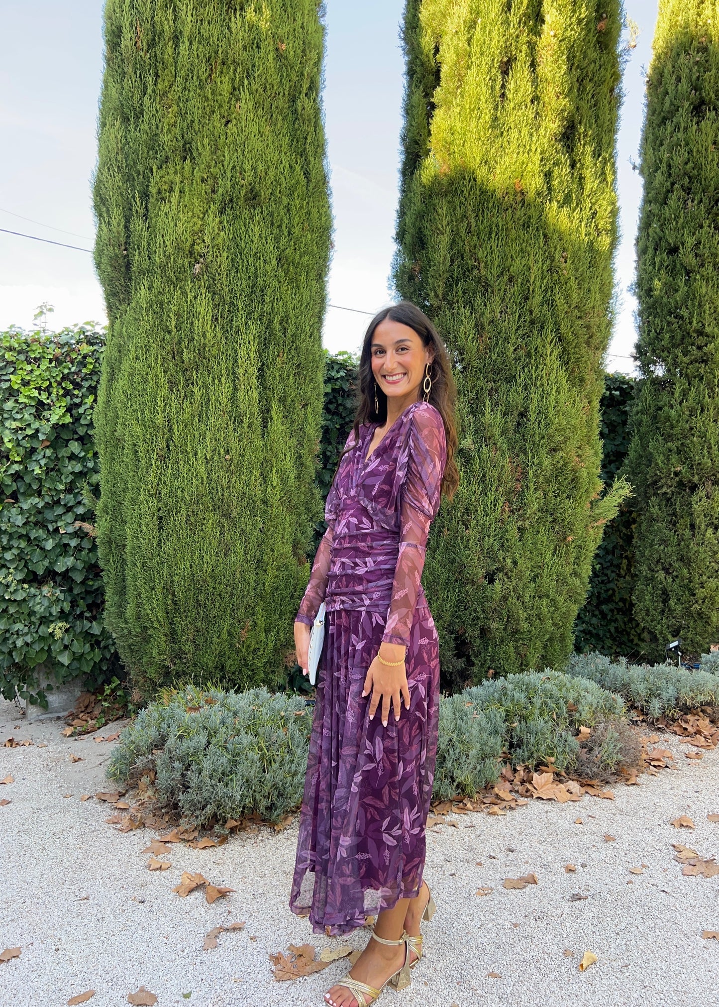 Vestido midi tule ameixa