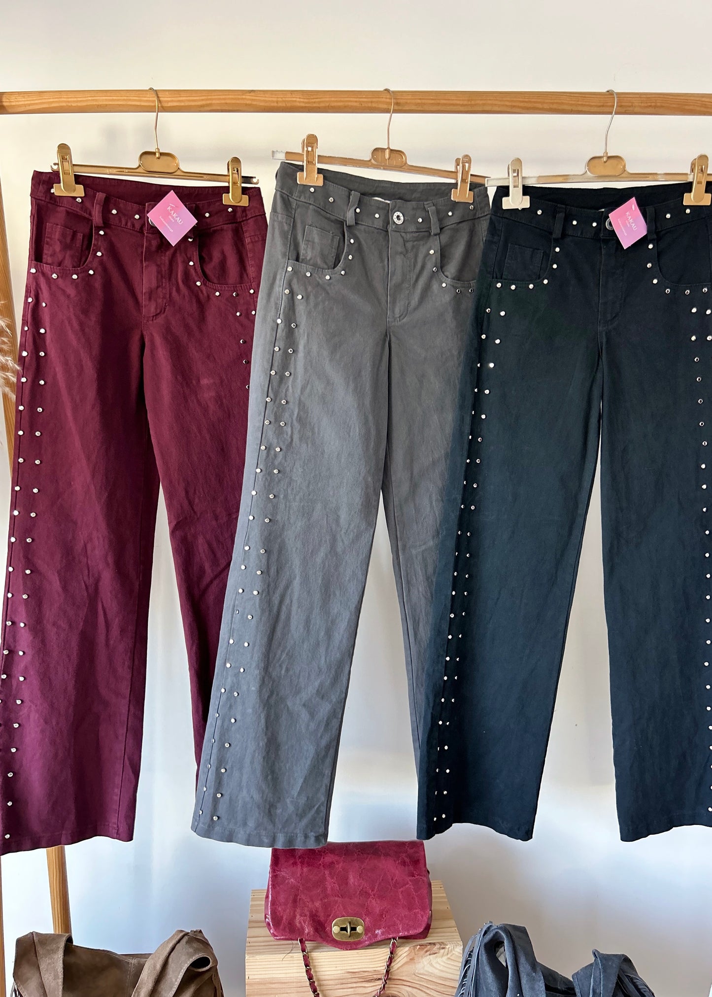 Calças de Ganga com Tachas