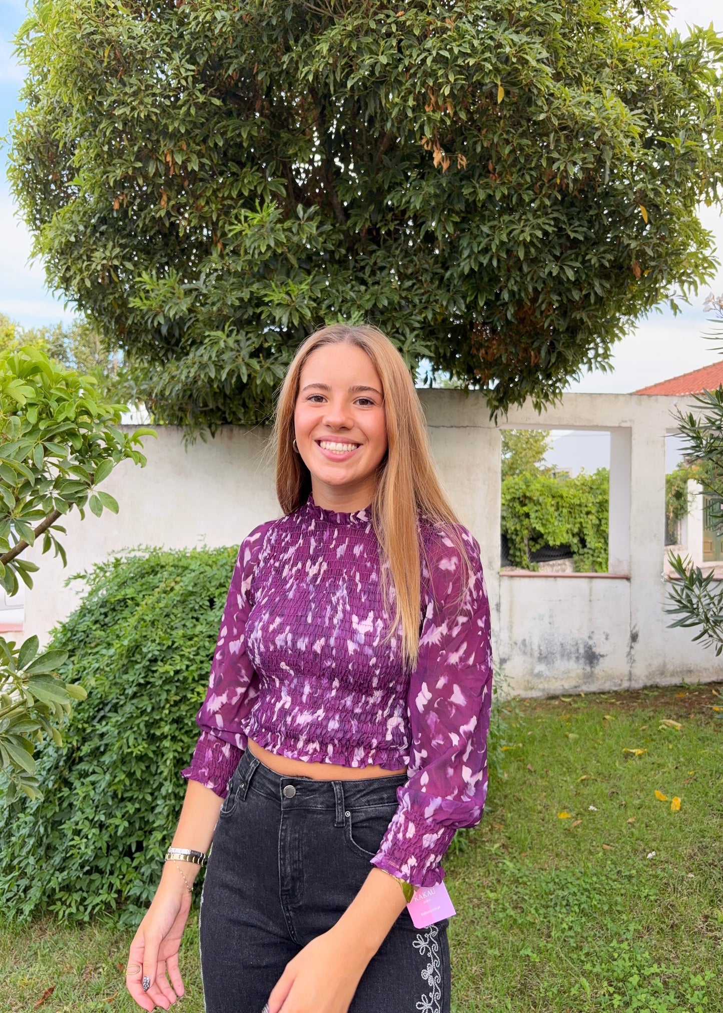 Blusa Estampada com Elásticos