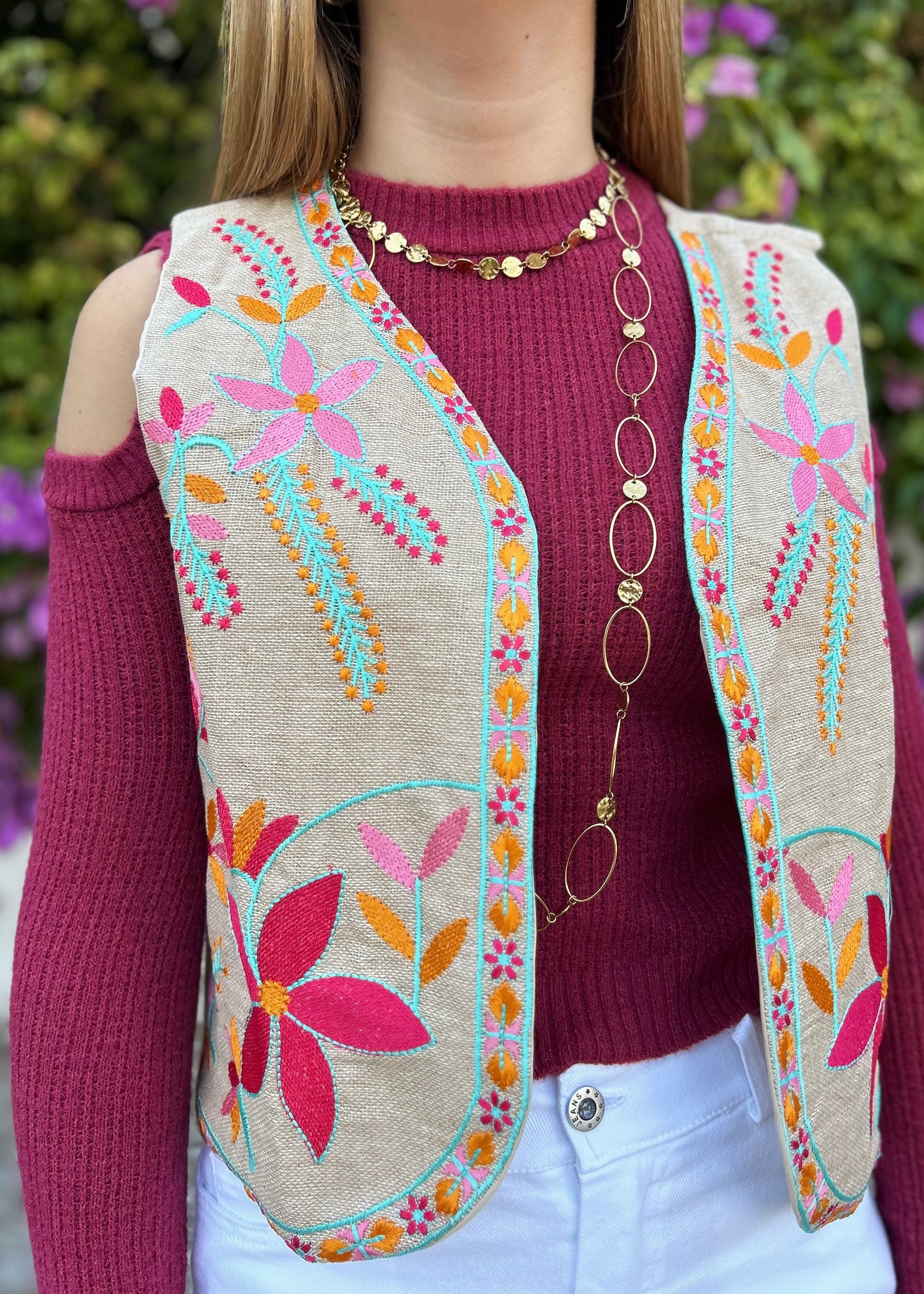Colete Bordado Floral