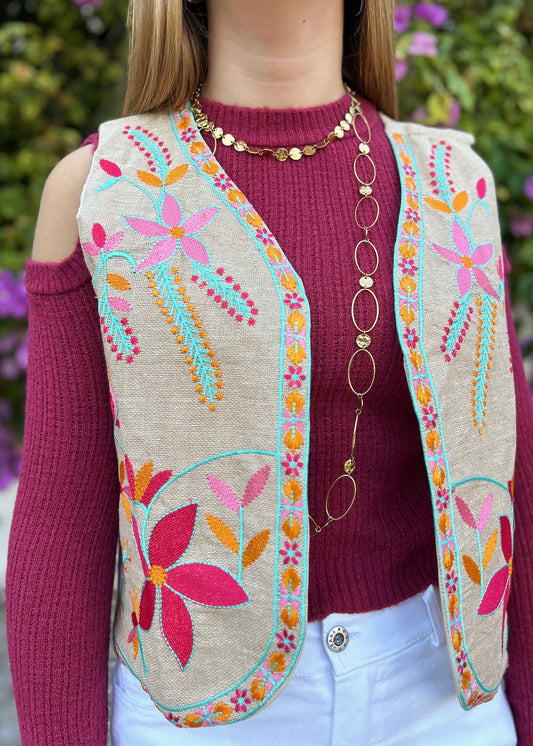 Colete Bordado Floral