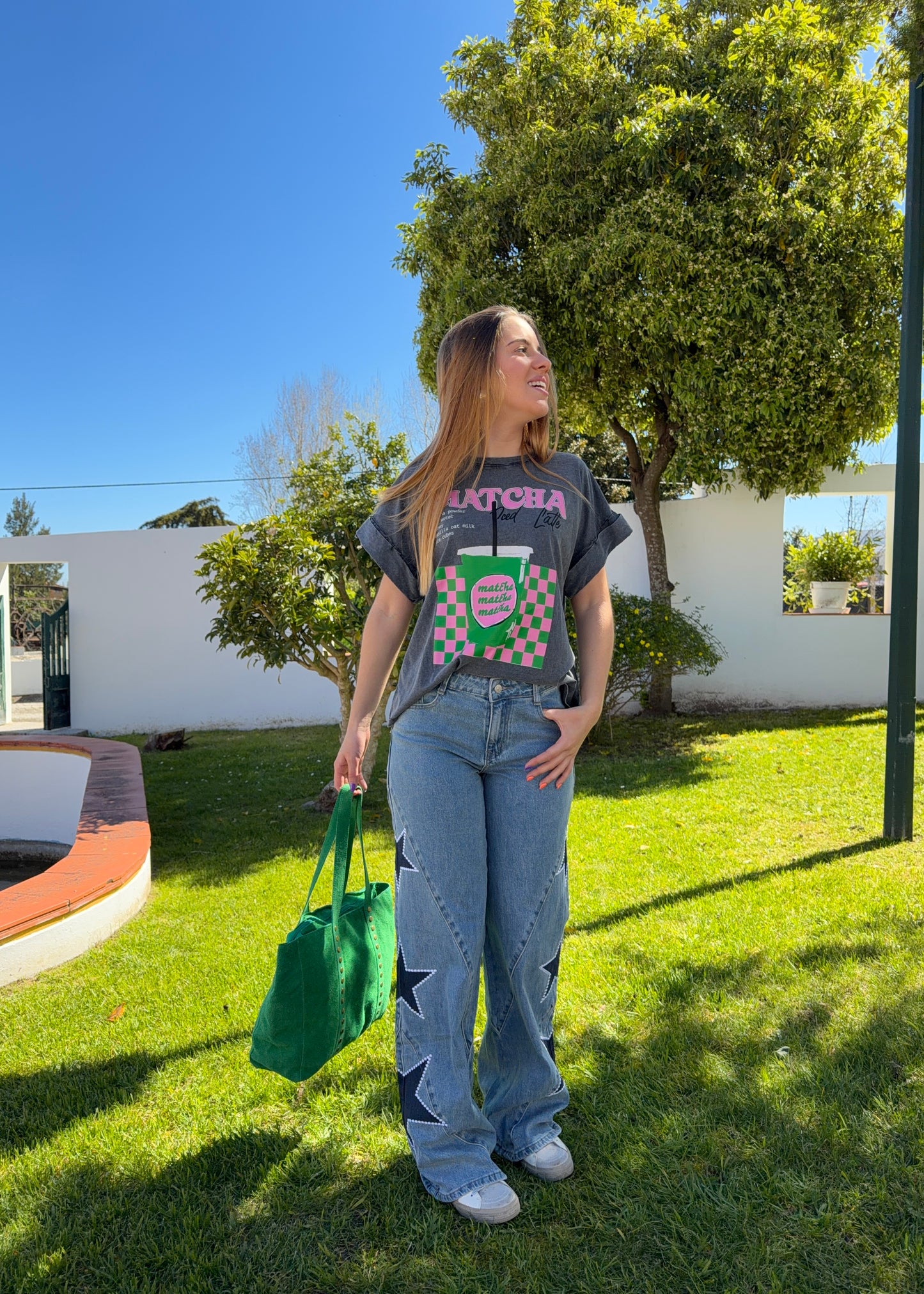 calcas ganga estrelas look feminino kakau store