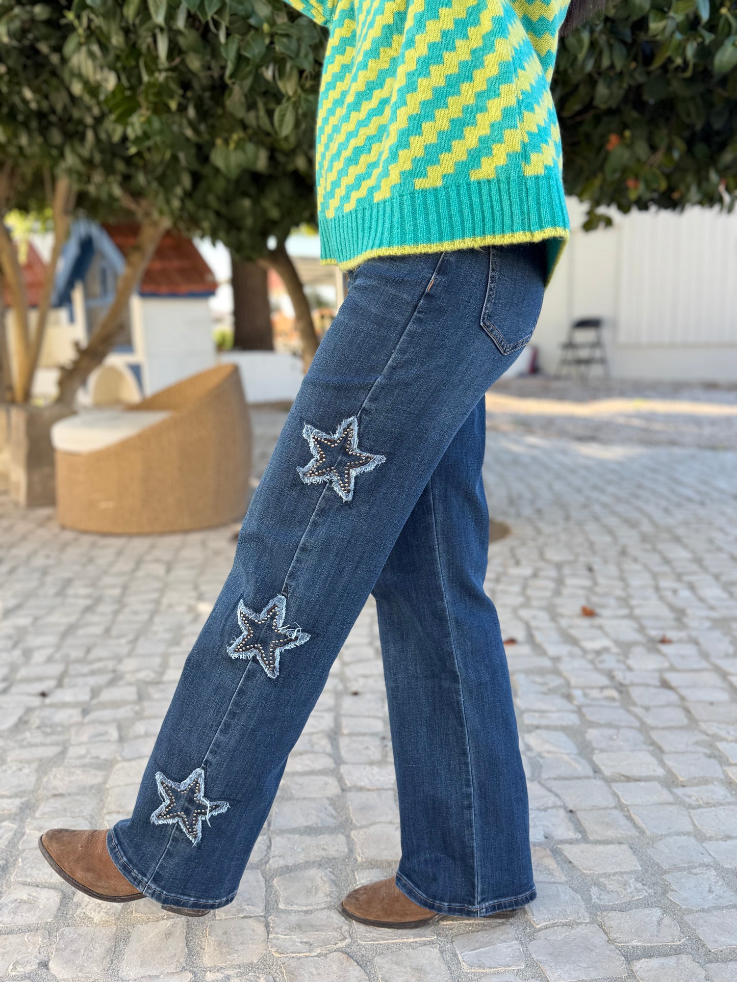 Calças de Ganga com Estrelas