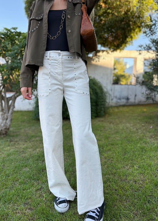 Calças de Ganga com Tachas