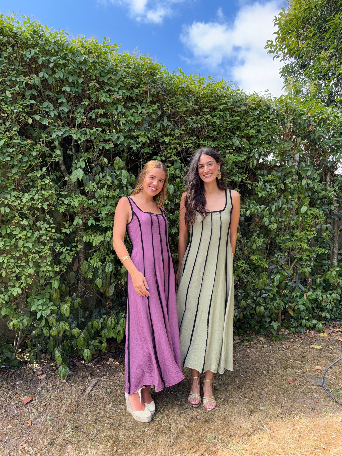 Vestido Cintado com Riscas