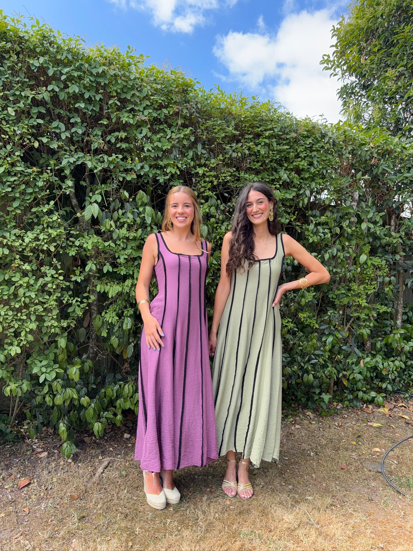 Vestido Cintado com Riscas