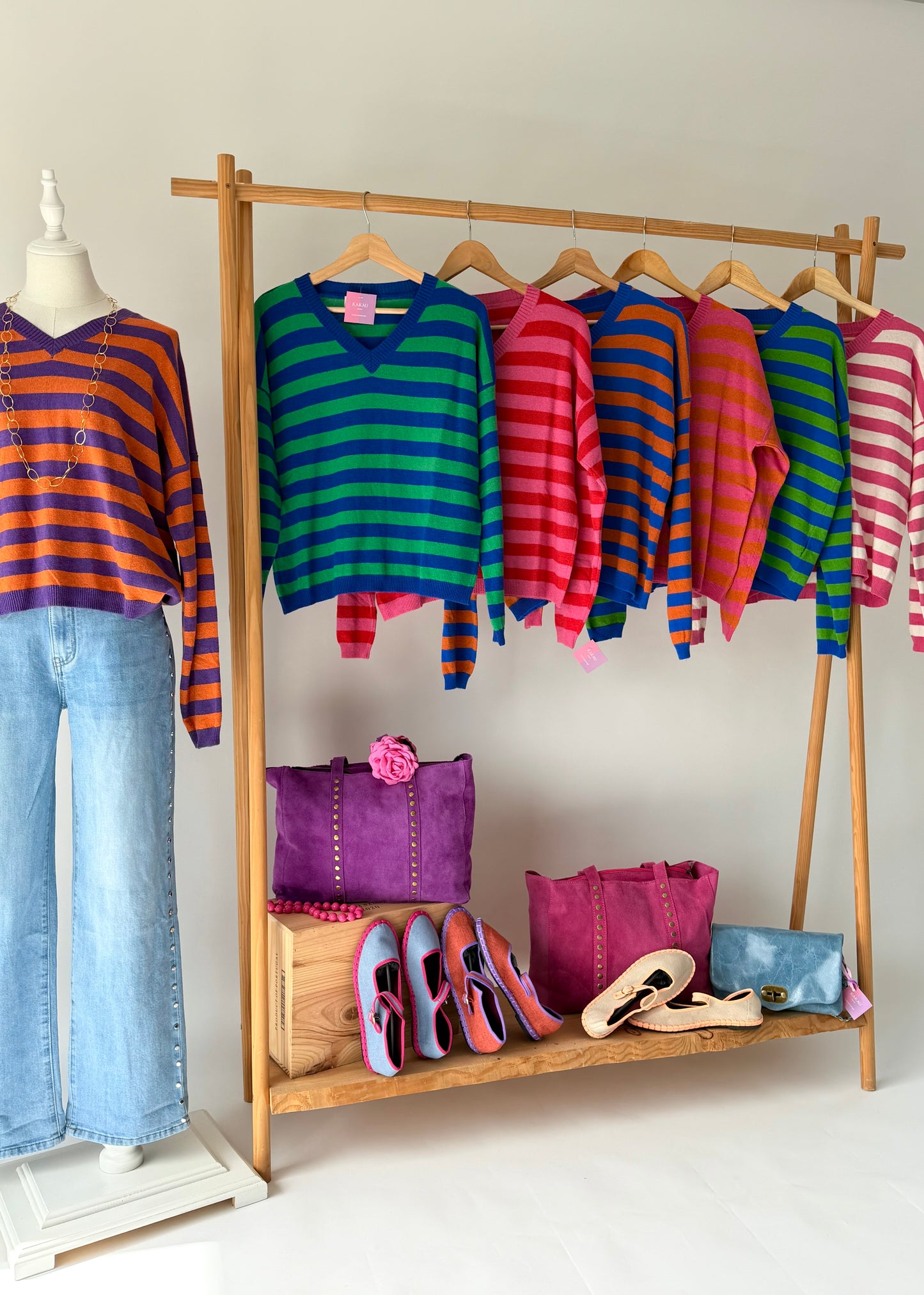 malha fina feminina riscas decote v kakau store
