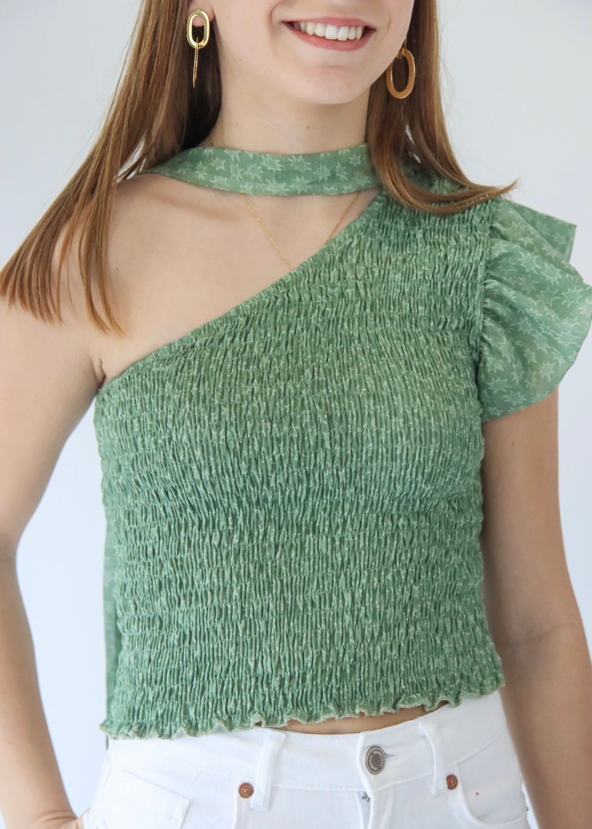 Top de Um Ombro com Lenço/Choker Opcional