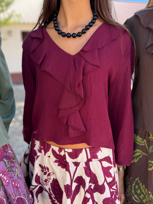 Blusa Lisa com Folhos