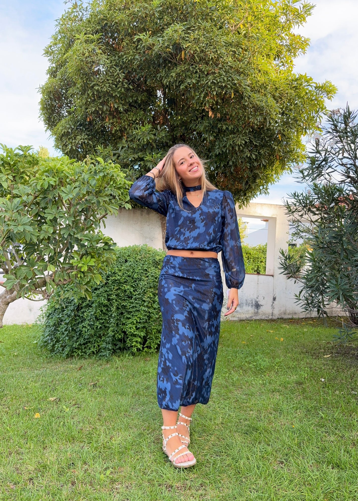 Blusa Estampada Decote V