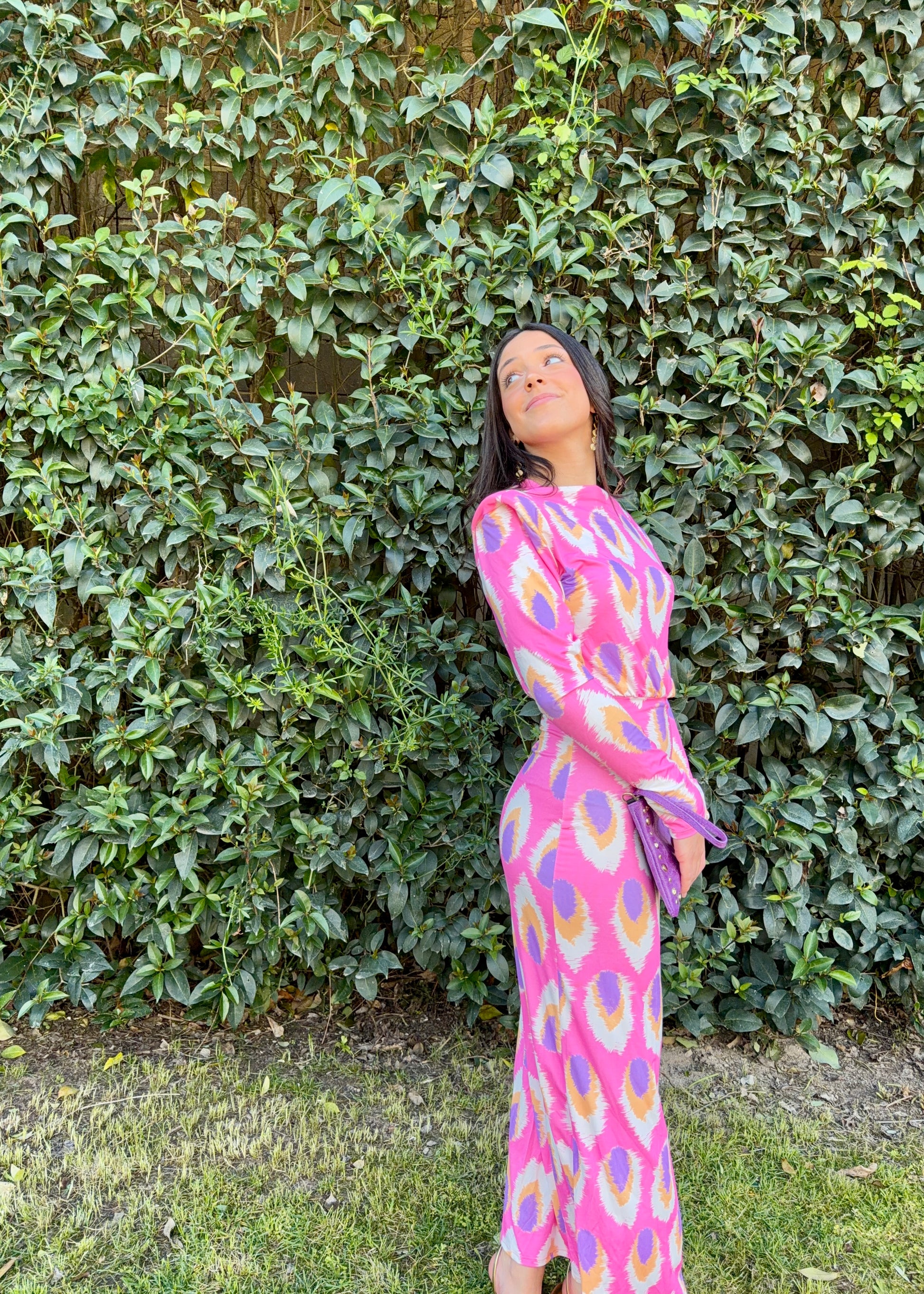 vestido com padrao aberto kakau store