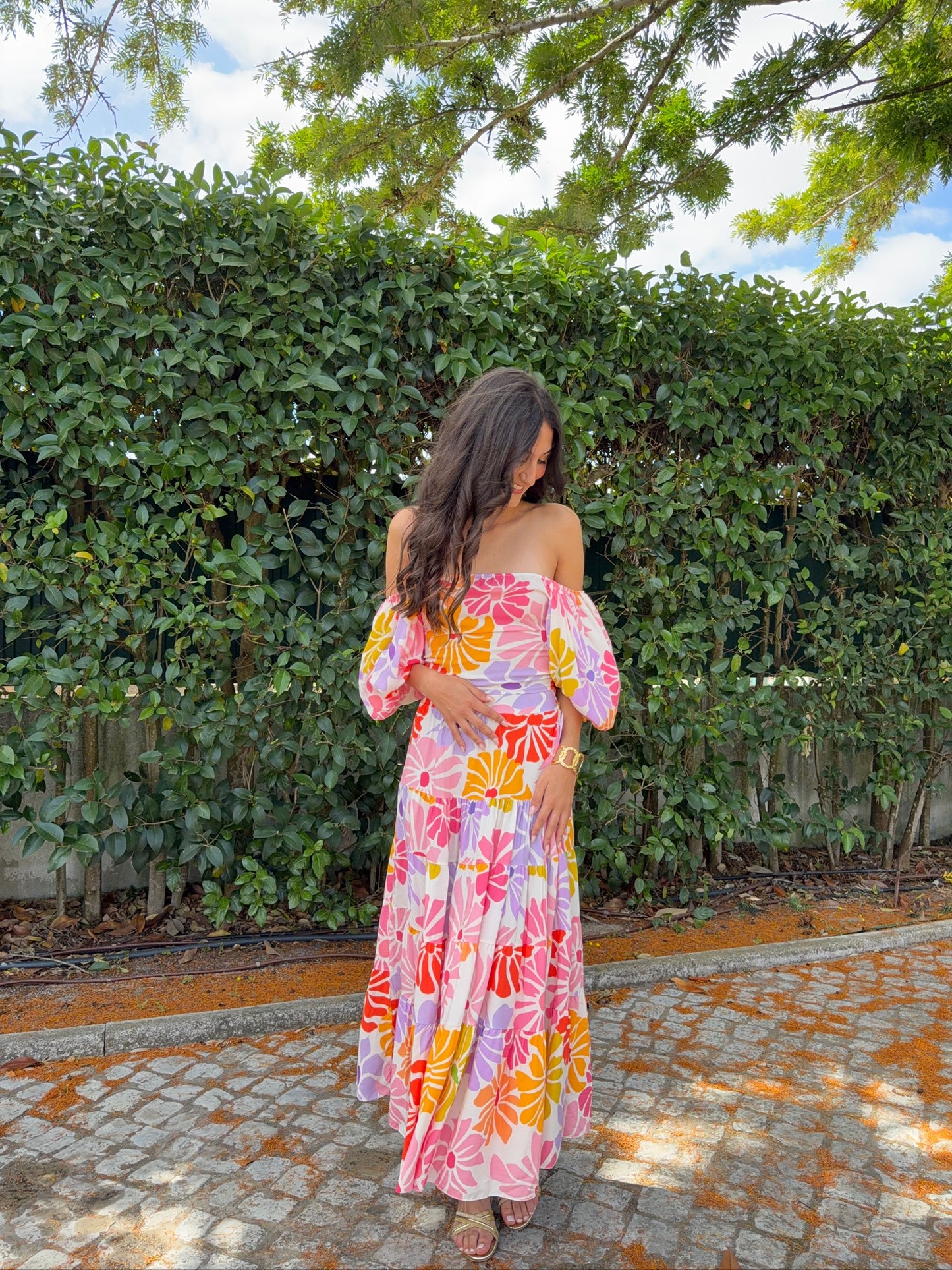 Vestido Cai-Cai com Manga Balão