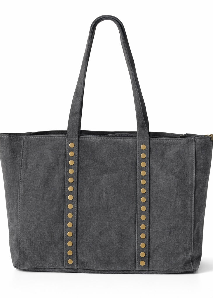 Mala de Ombro em Pele com Tachas e Fecho