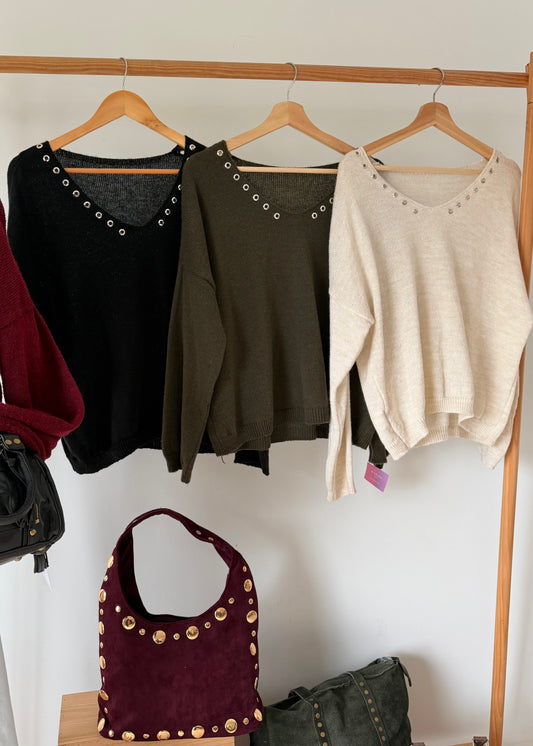 Camisola de Malha com Tachas