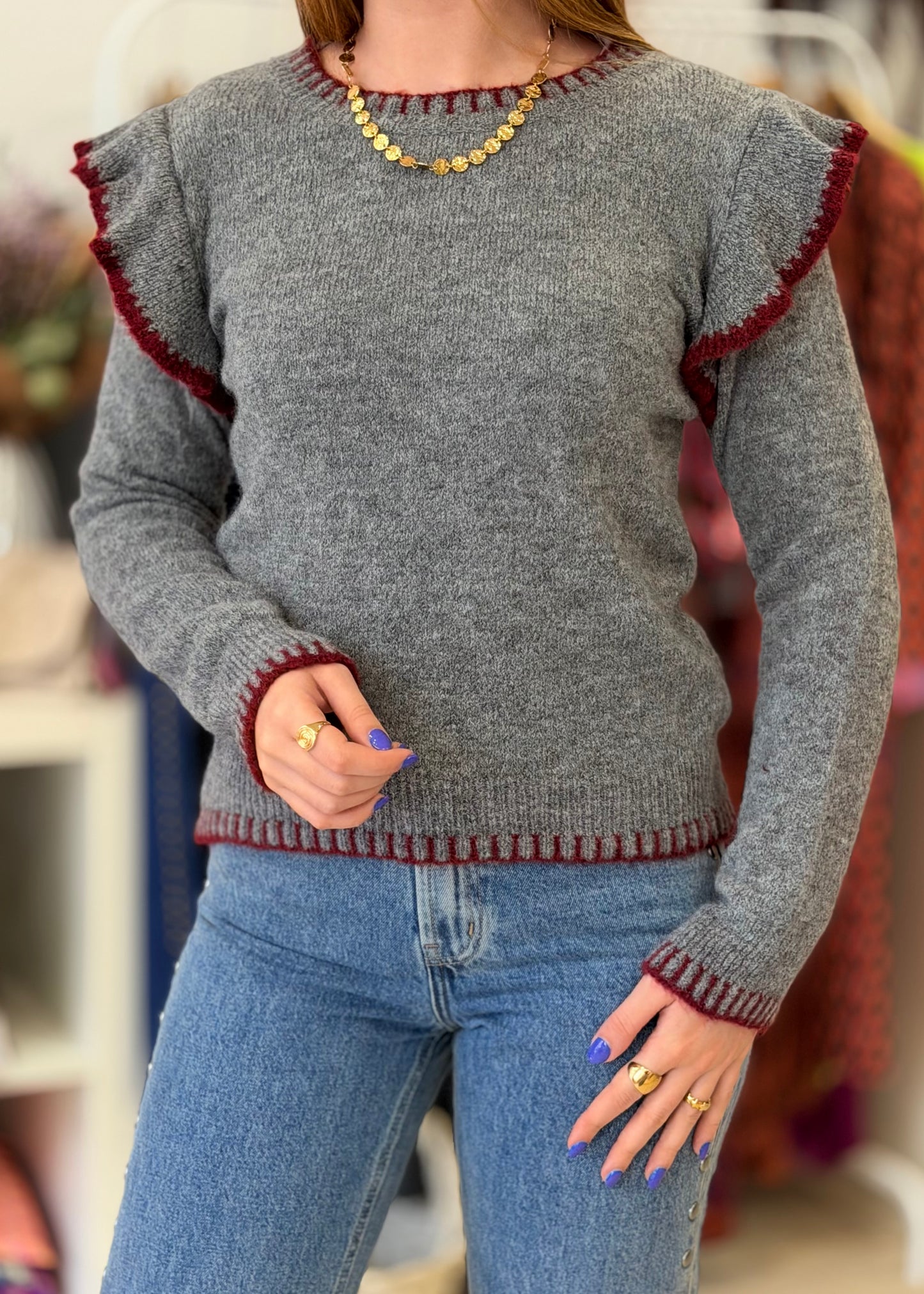 Camisola de Malha com Folho
