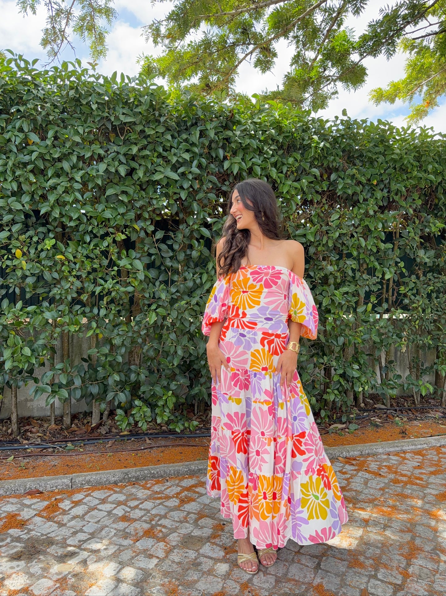 Vestido Cai-Cai com Manga Balão