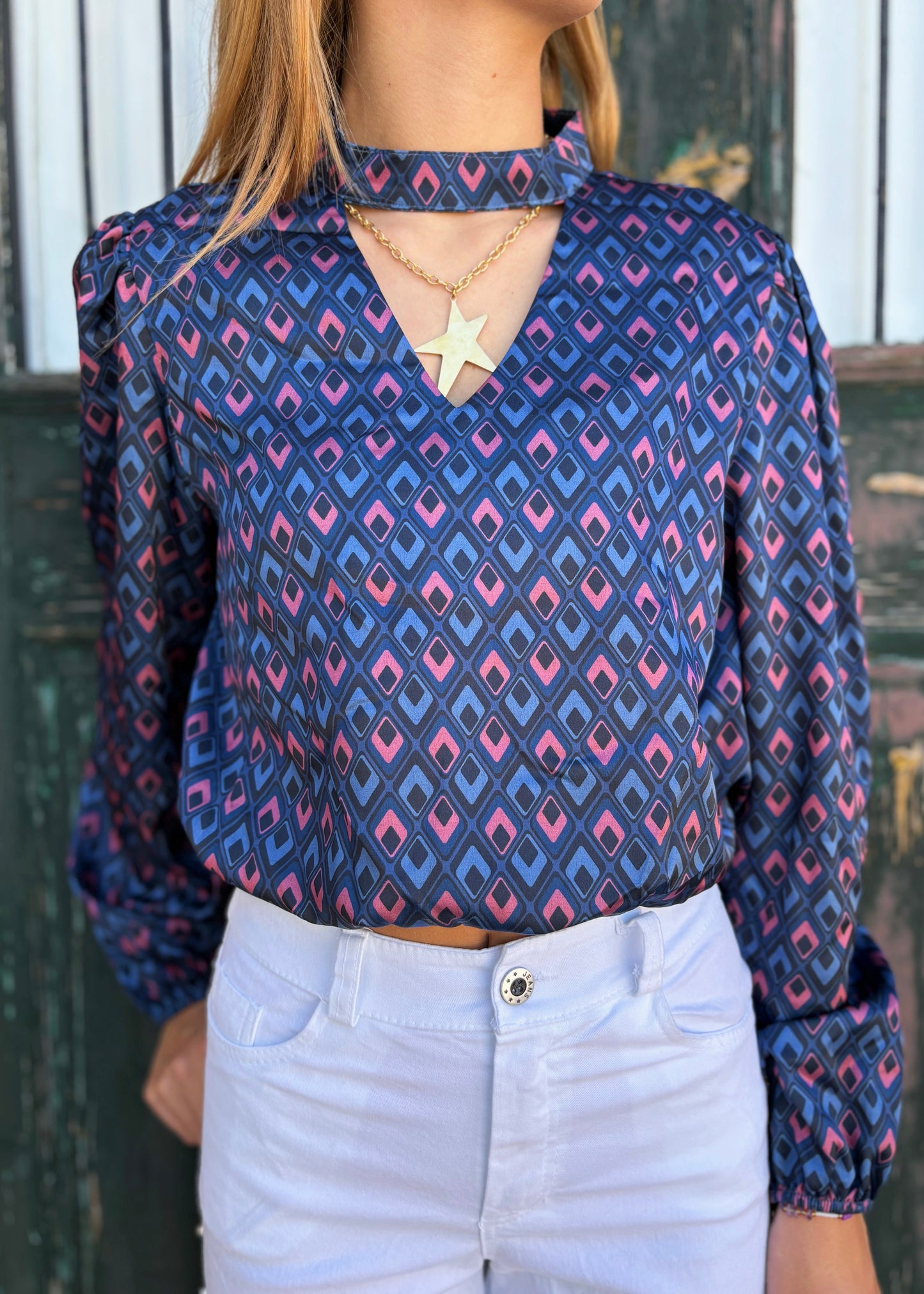 Blusa Estampada Decote V