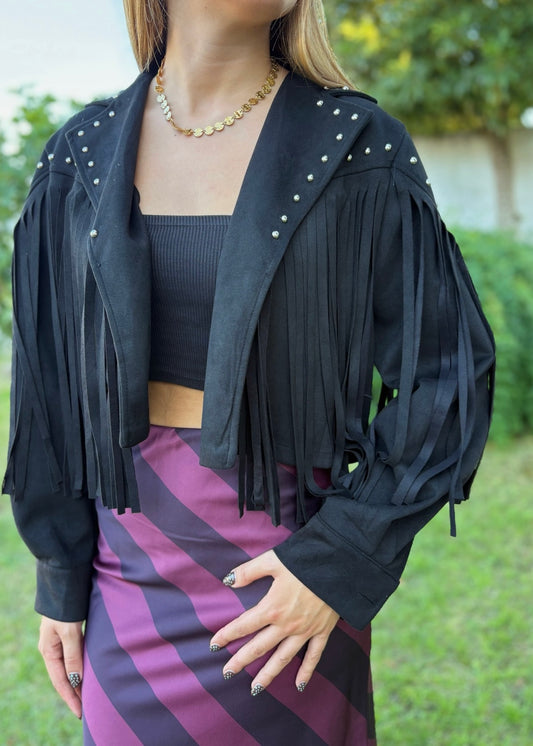 Casaco Franjas com Tachas