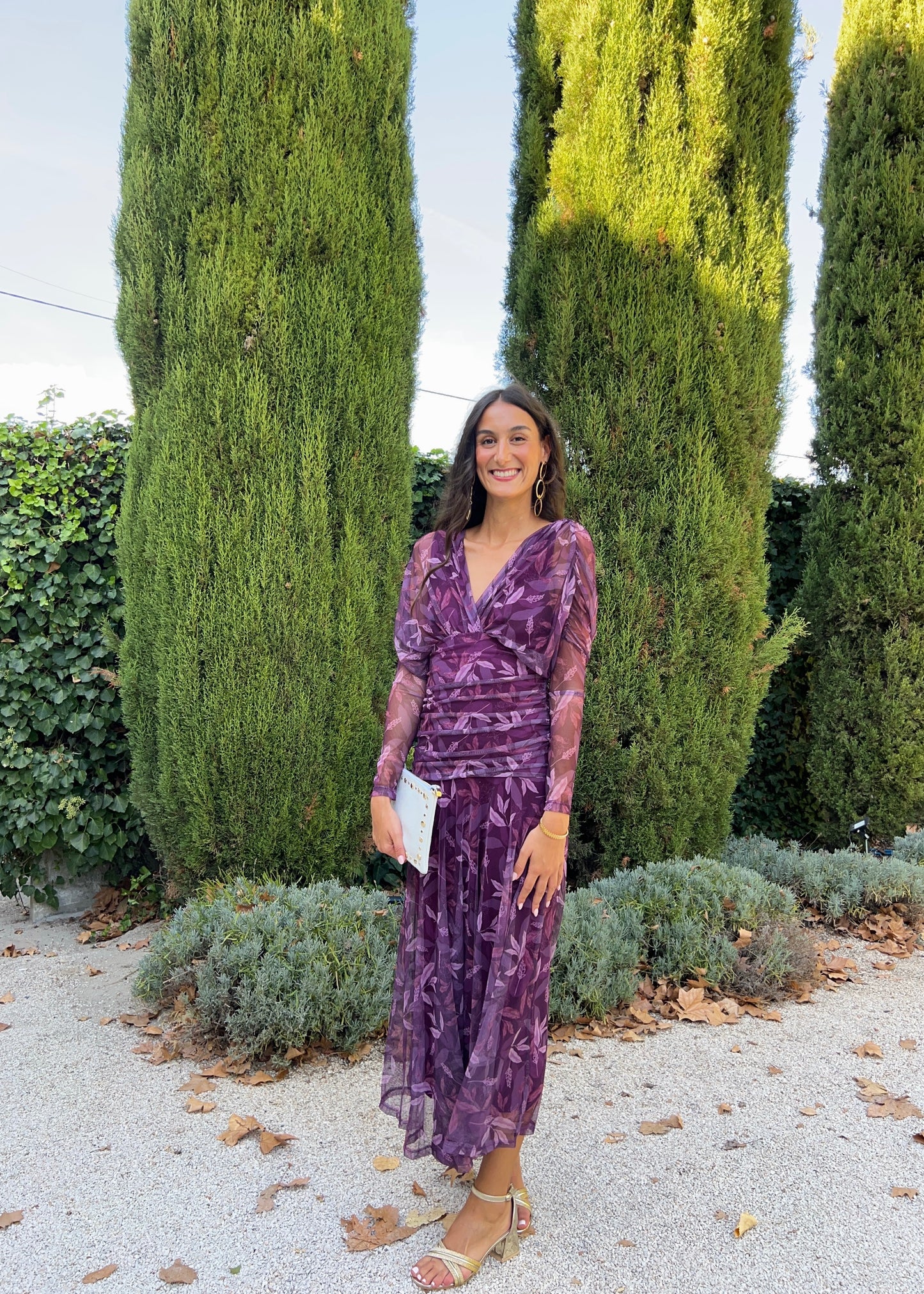 Vestido midi tule ameixa