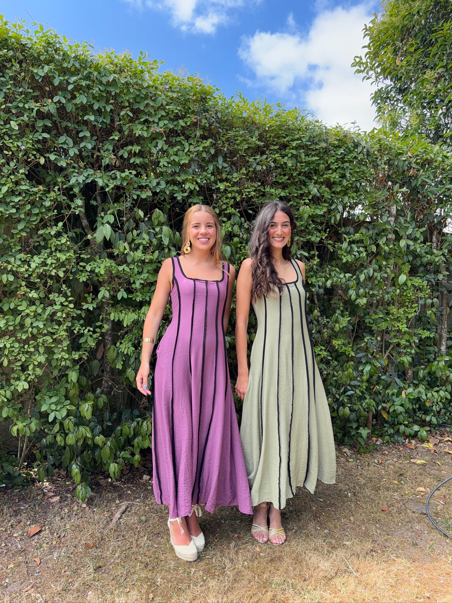Vestido Cintado com Riscas