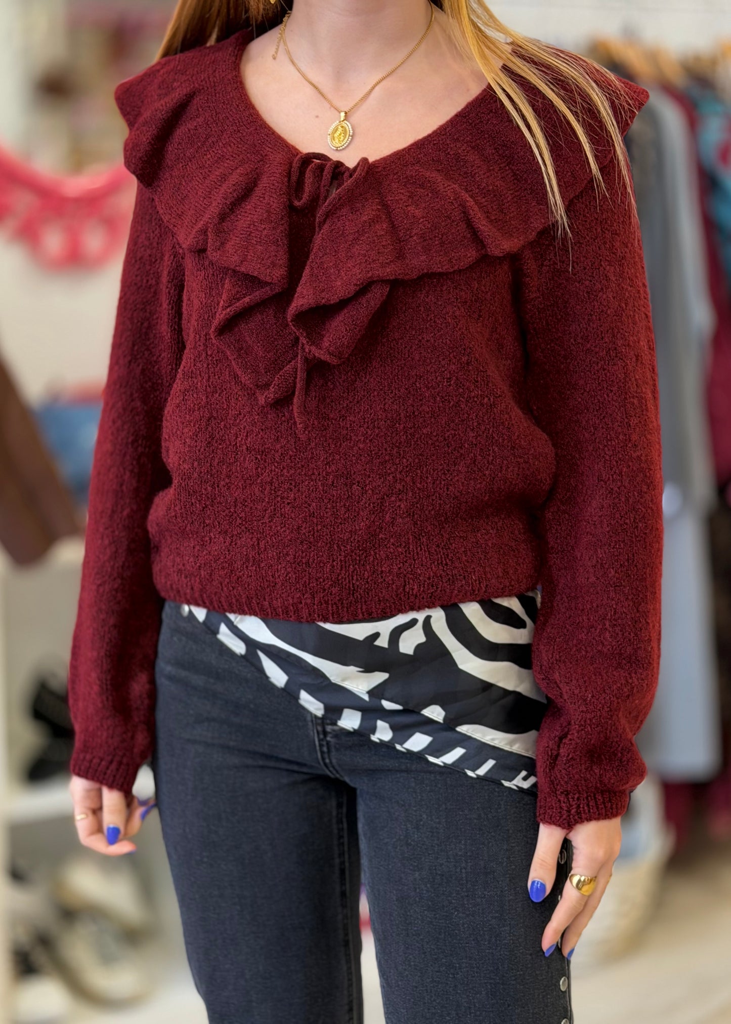 Camisola de Malha decote em “V”