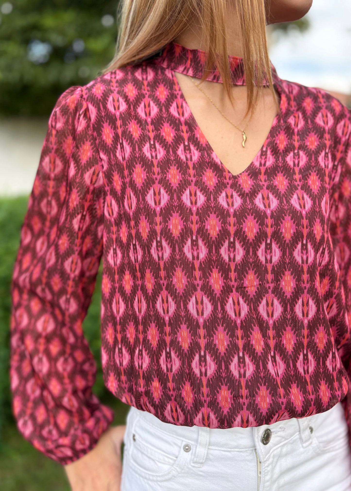 Blusa Estampada Decote V