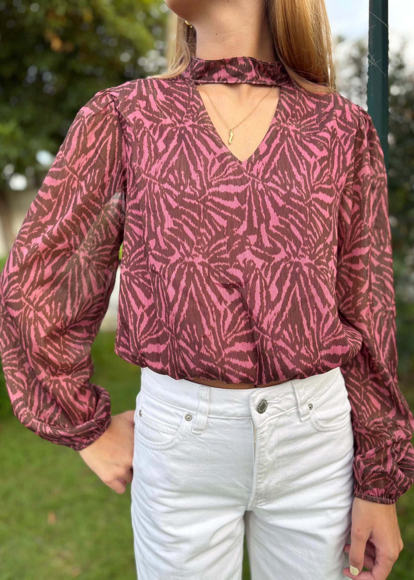 Blusa Estampada Decote V