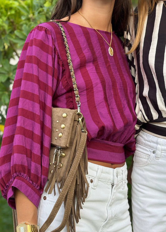 Blusa de Riscas Oversized – Manga Bufante