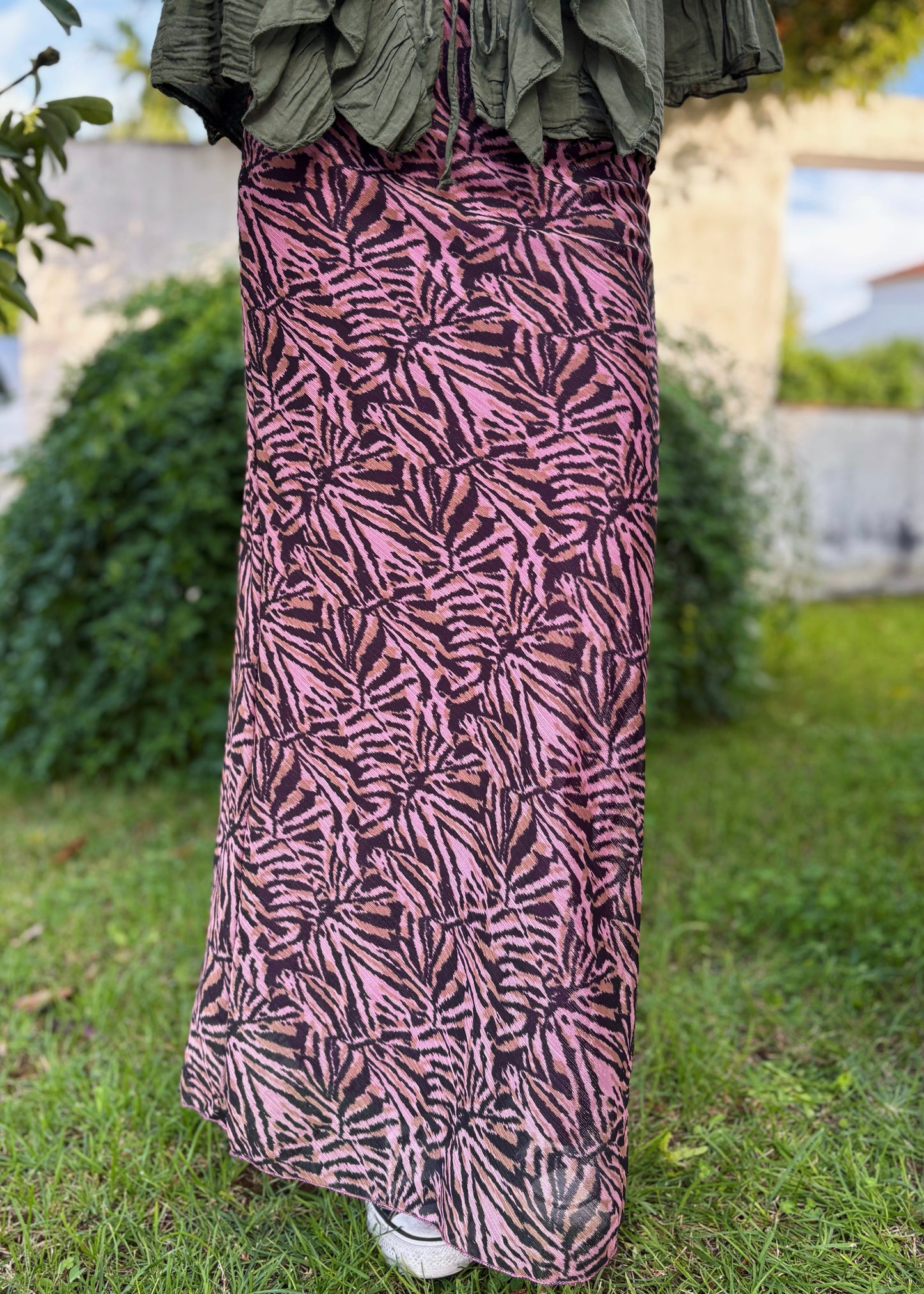 Saia Estampada Midi Fluida