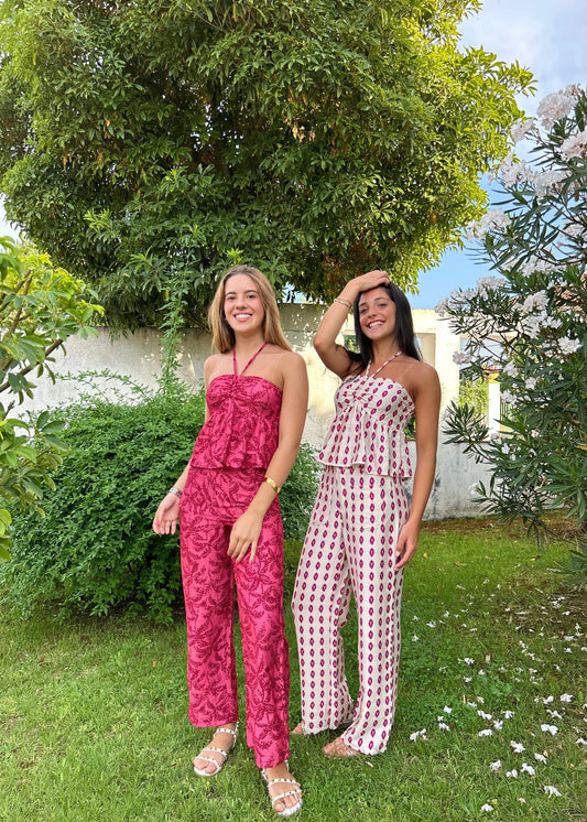 Calças Estampadas de Cintura Subida