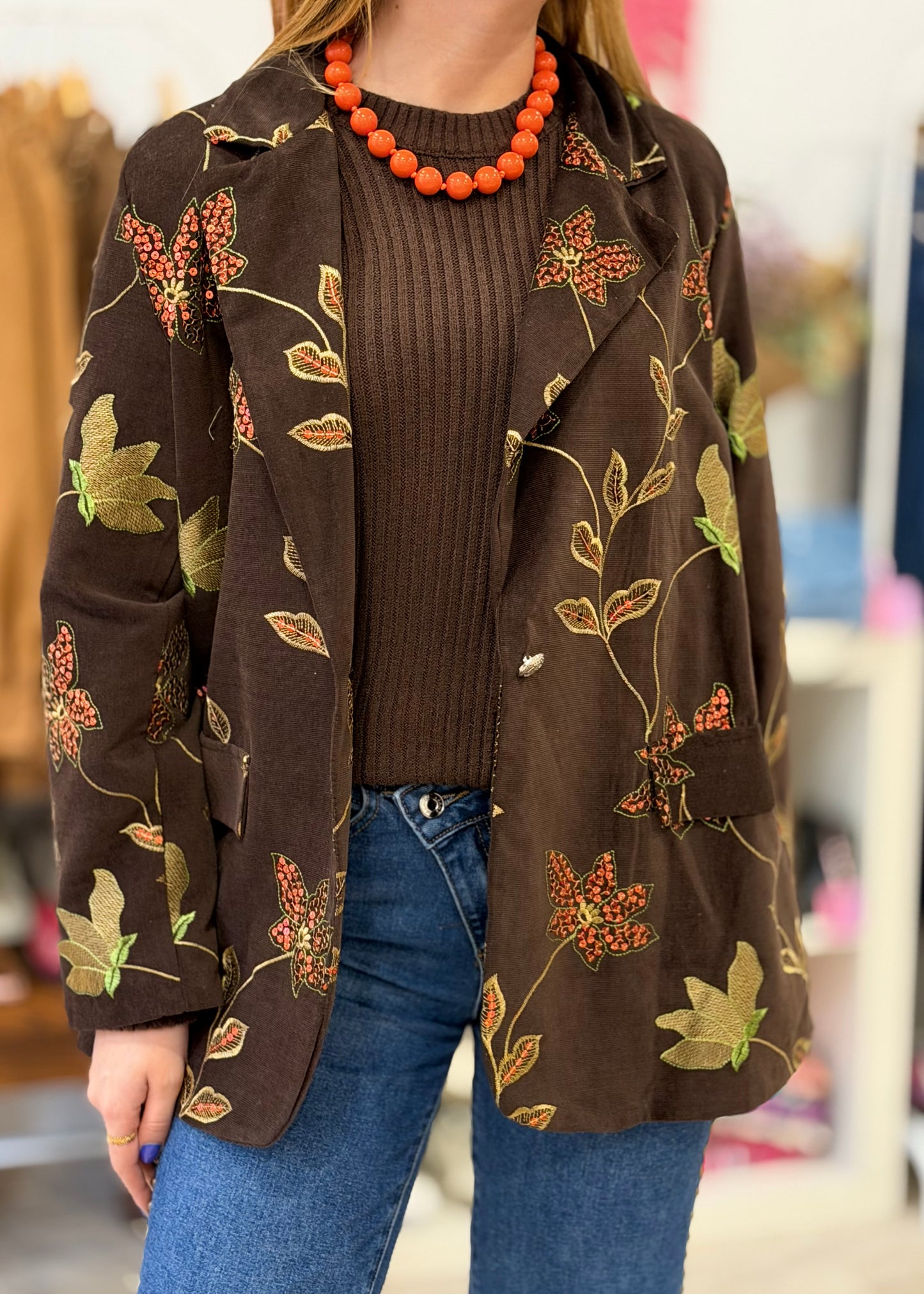 Blazer com Bordados e Lantejoulas