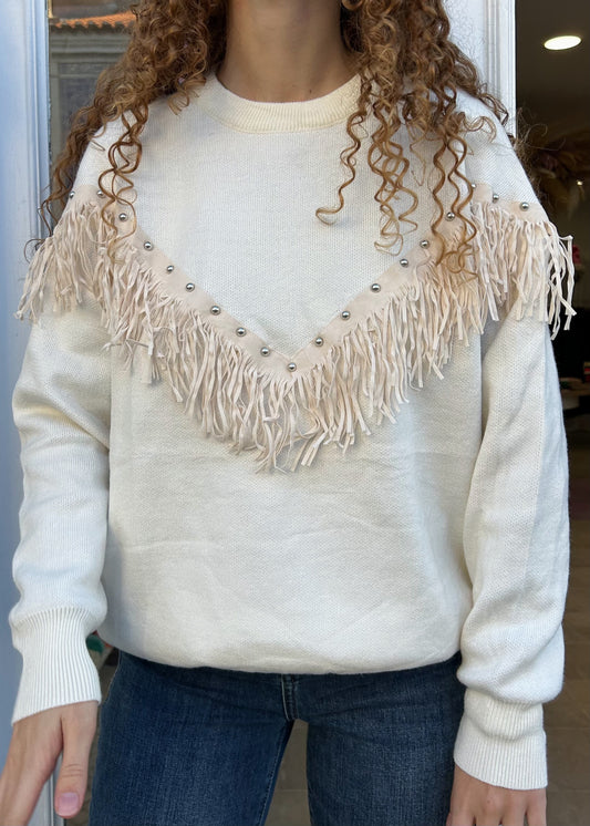 Camisola de Malha com Franjas