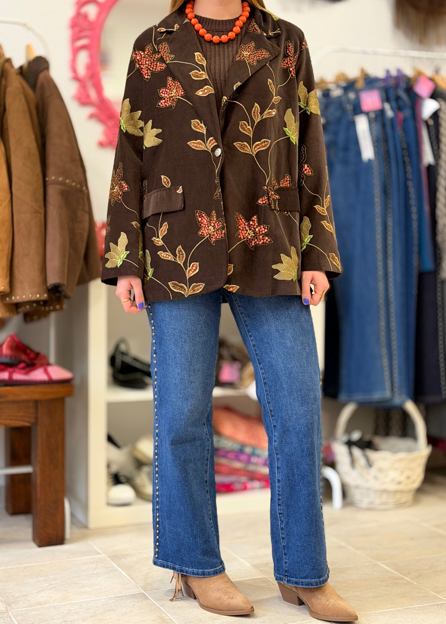 Blazer com Bordados e Lantejoulas