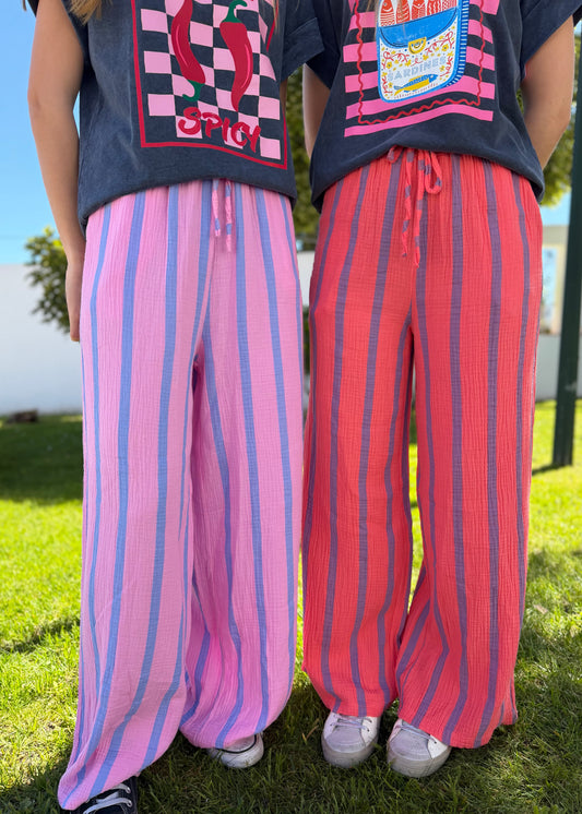 calcas femininas largas riscas kakau store