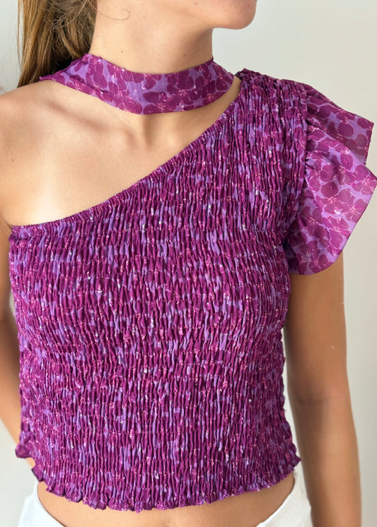 Top de Um Ombro com Lenço/Choker Opcional