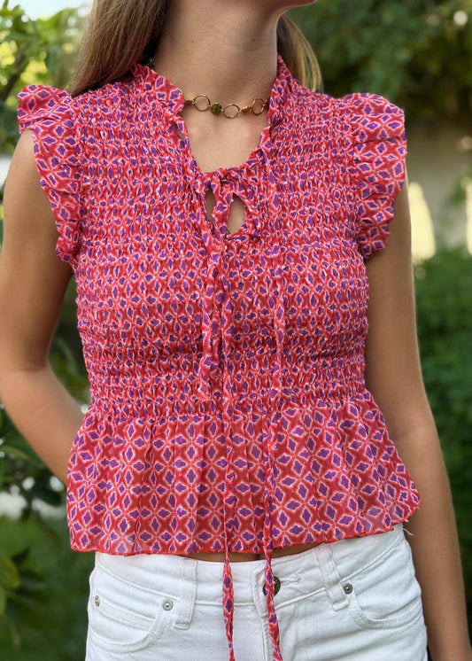 Blusa Estampada com Detalhe de Laço