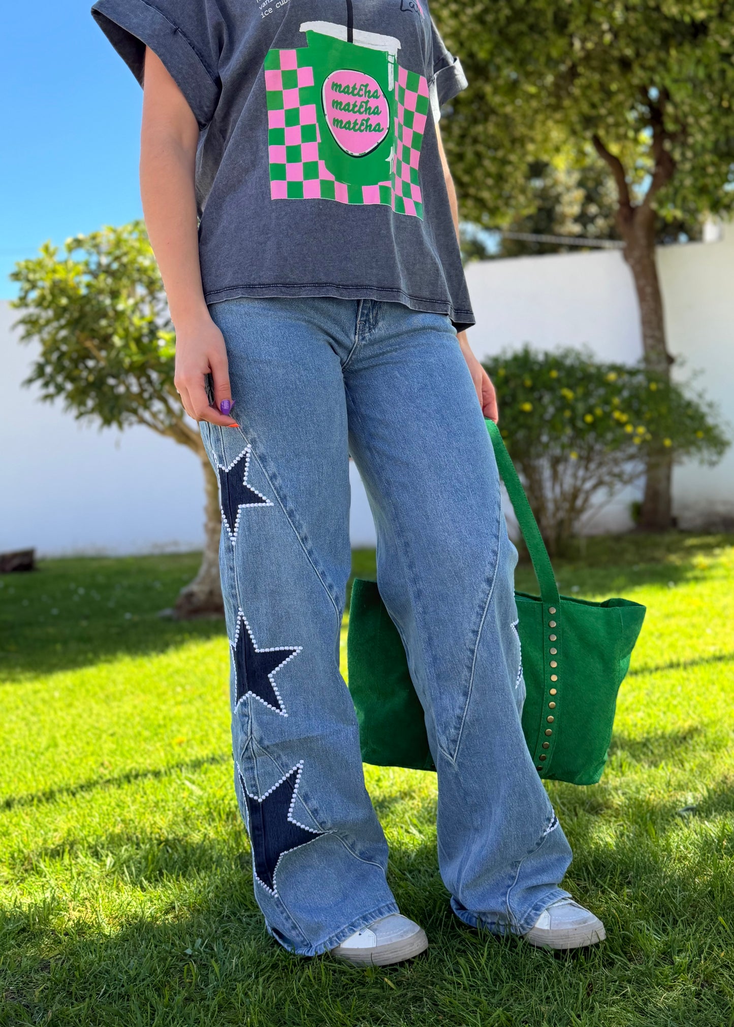 calcas ganga estrelas look feminino kakau store