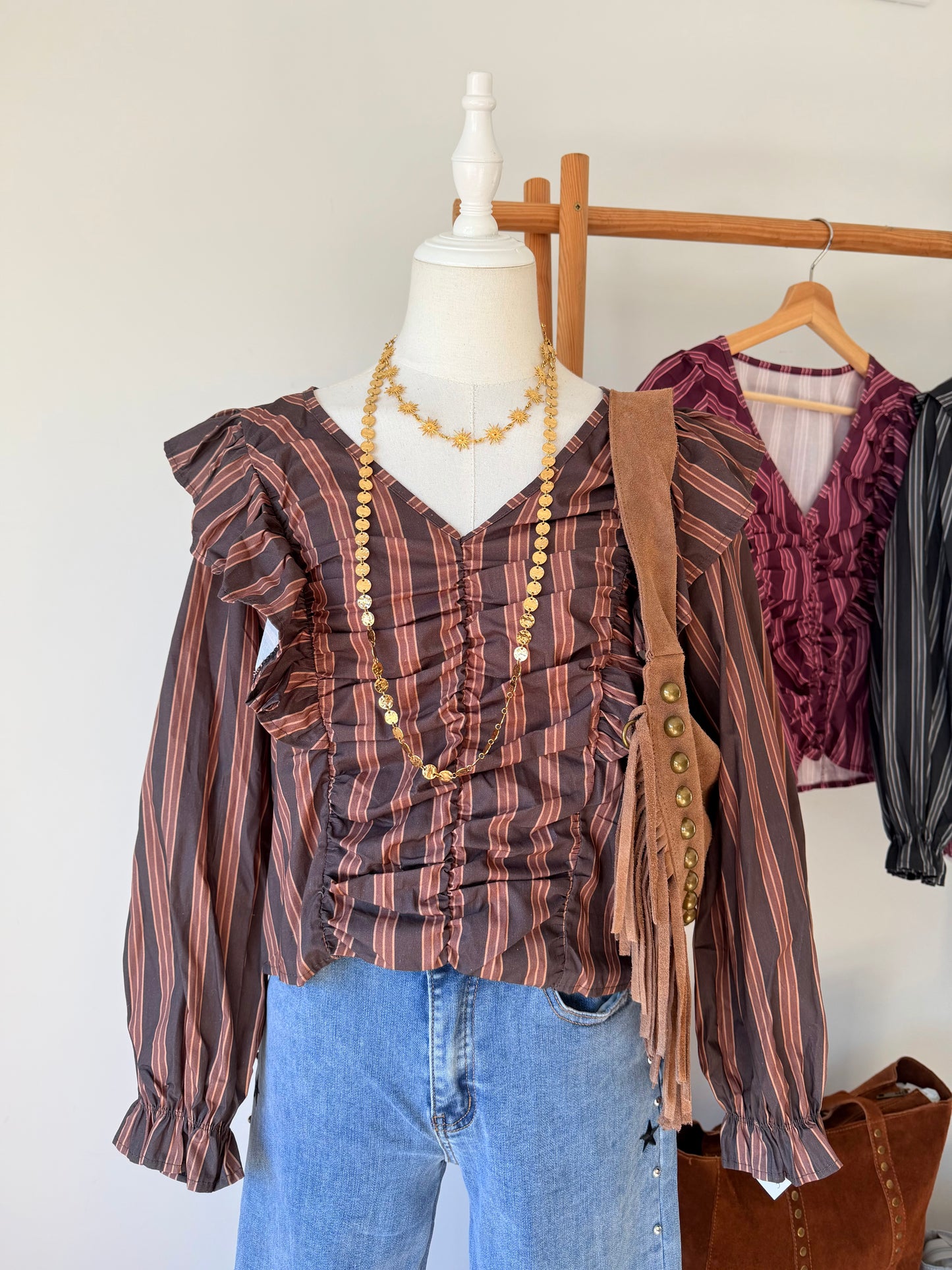 blusa feminina riscas folho kakau store