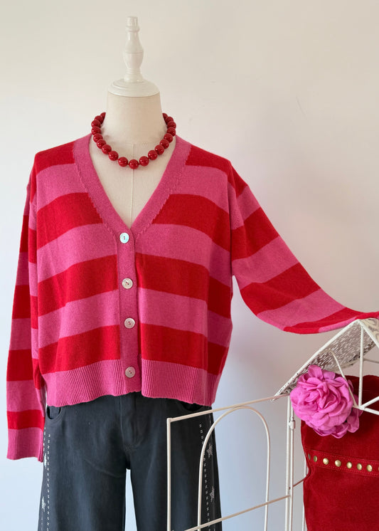 cardigan malha riscas feminino kakau store