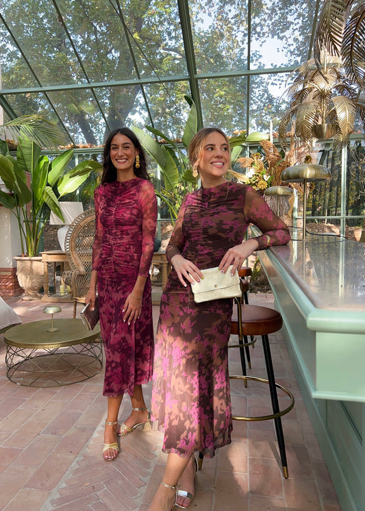 Vestido Tule Midi Floral